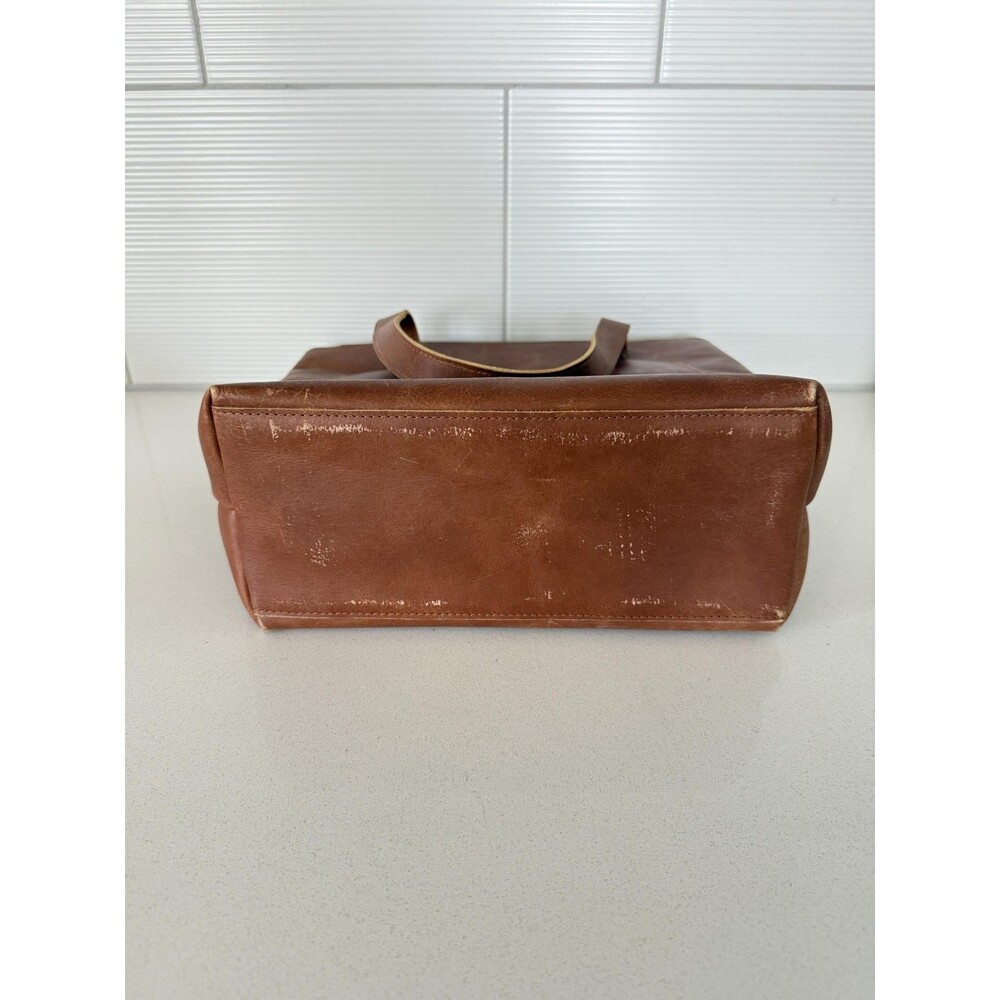 Leather Tote Bag Womens Medium Brown Zip Top Shoulder Purse Handbag Casual - Picture 4 of 8